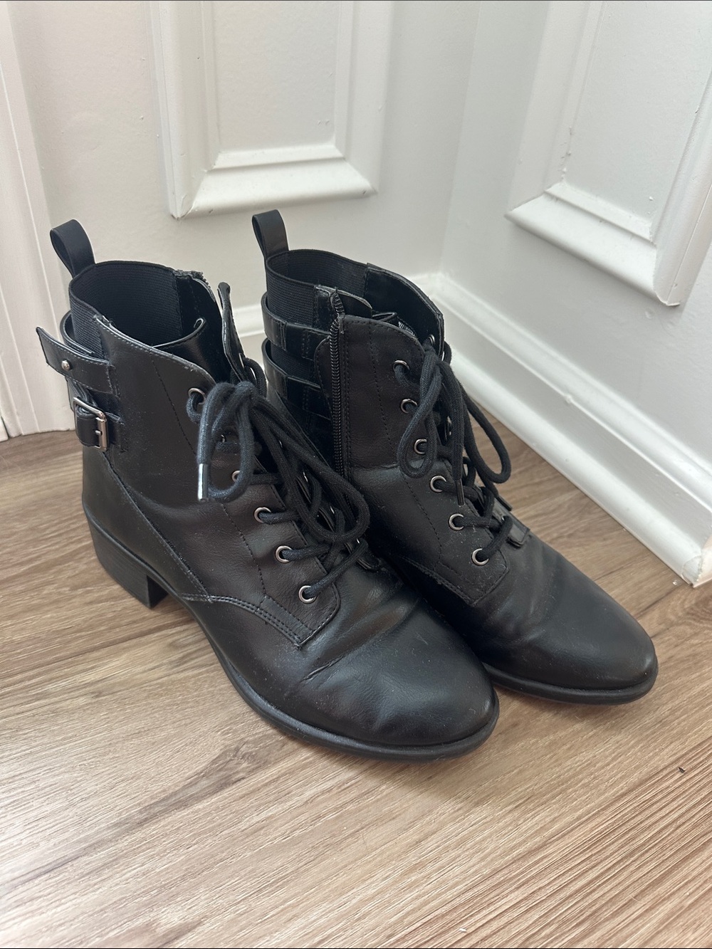 Kelly & Katie Black Lace-Up Ankle Heeled Boots